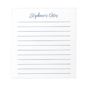 Bloco De Notas Script Elegante Azul Marinho Personalizado