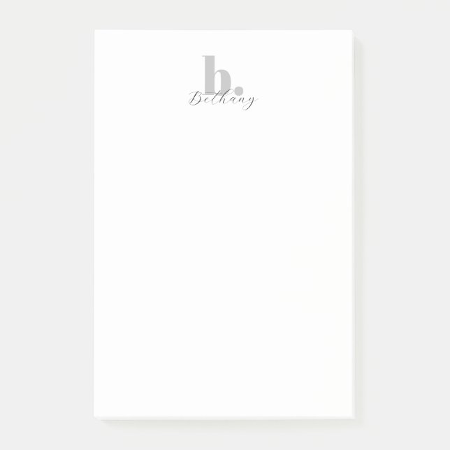 Bloco De Notas Script Elegante de Monograma Moderno Minimalista (Frente)