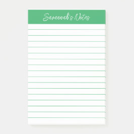 Bloco De Notas Script Elegante Personalizado Linhas Verde