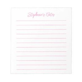 Bloco De Notas Script Elegante Rosa Personalizado