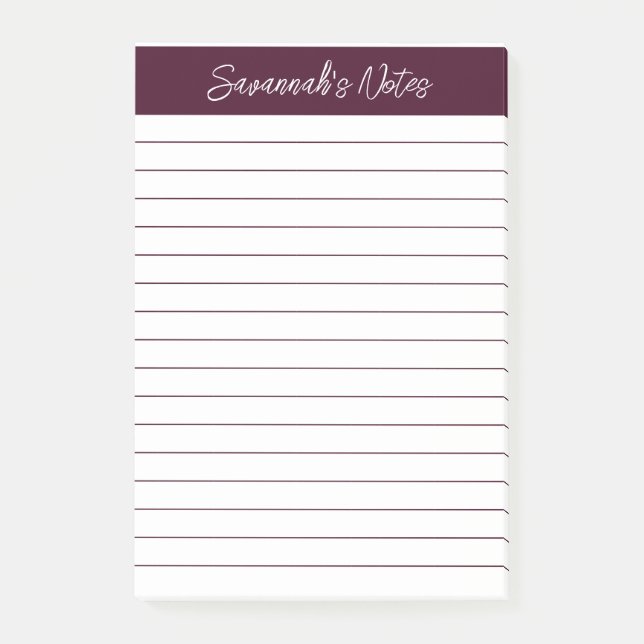 Bloco De Notas Script Elegante Vermelho Marrom Linha Personalizad (Frente)
