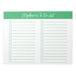 Bloco De Notas Script Green 8.5x11 Two Column Checklist