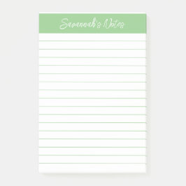 Bloco De Notas Script Medium Sage Green Lined Personalized