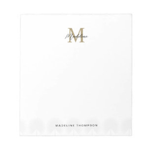 Bloco De Notas Script Minimalista Anahaw deixa monograma Dourado