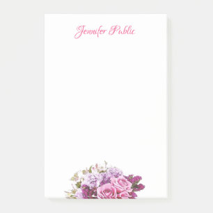 Bloco De Notas Script Modelo Personalizado Floral de Aquarela