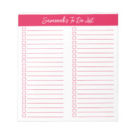 Bloco De Notas Script Modern Cherry Red Two Column Checklist