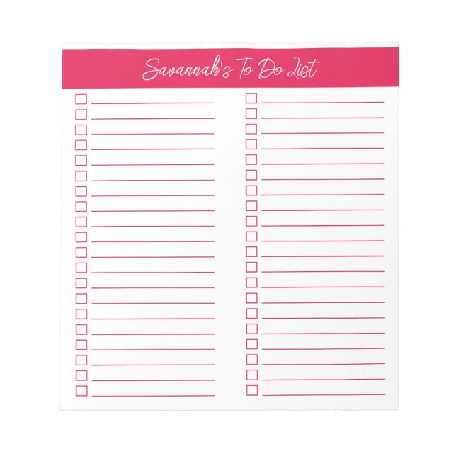 Bloco De Notas Script Modern Cherry Red Two Column Checklist (Frente)