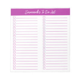 Bloco De Notas Script Modern Dark Pink Two Column Checklist