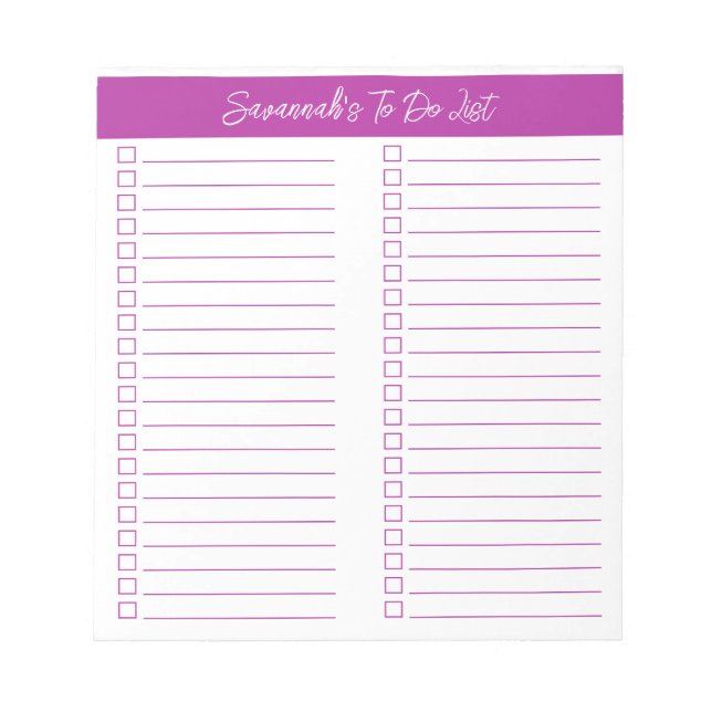 Bloco De Notas Script Modern Dark Pink Two Column Checklist (Frente)