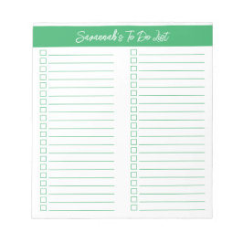 Bloco De Notas Script Modern Green Two Column Checklist