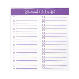 Bloco De Notas Script Modern Purple Two Column Checklist