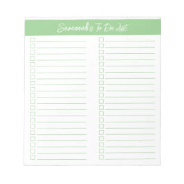 Bloco De Notas Script Modern Sage Green Two Column Checklist