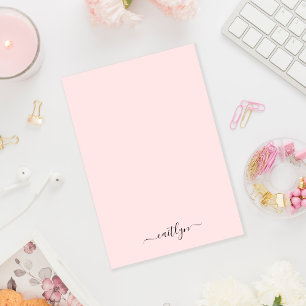 Bloco De Notas Script Moderno de Monograma Rosa Giroso Personaliz