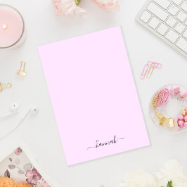 Bloco De Notas Script Moderno de Monograma Roxo Roxo Personalizad