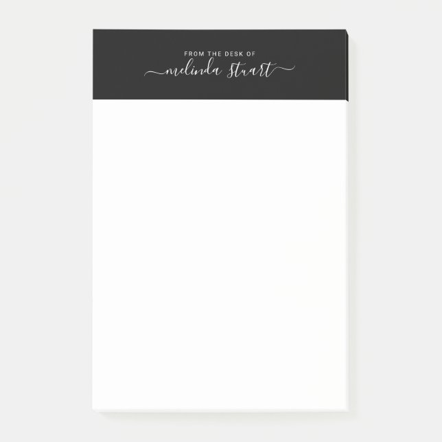Bloco De Notas Script moderno profissional preto e branco (Frente)