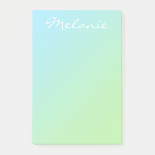 Bloco De Notas Script Ombre Azul Aqua Verde Moderno