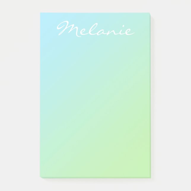 Bloco De Notas Script Ombre Azul Aqua Verde Moderno (Frente)