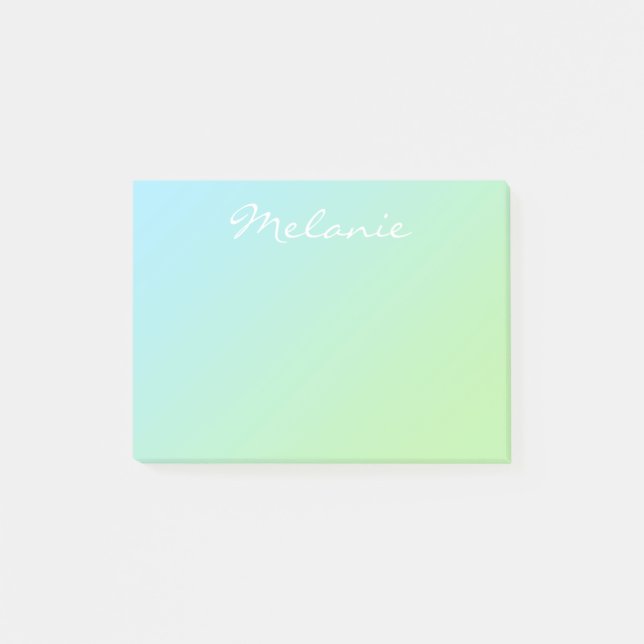 Bloco De Notas Script Ombre Azul Aqua Verde Moderno (Frente)
