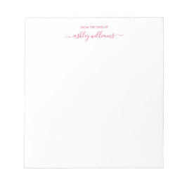 Bloco De Notas Script Rosa Chic Do Gabinete de Nome Personalizado