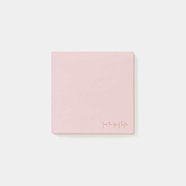 Bloco De Notas Script rosa da mesa do nome personalizado (Frente)