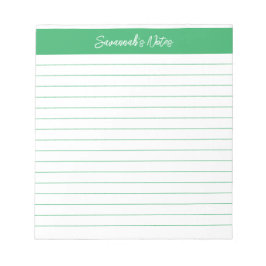 Bloco De Notas Script Verde Elegante Clássico Moderno Personaliza