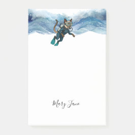 Bloco De Notas Scuba Cat Diving Blue Wet Suit