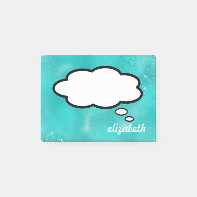 Bloco De Notas Sea Blue Talk Bubble Nome Personalizado (Frente)