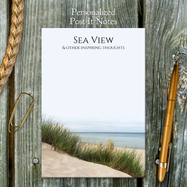 Bloco De Notas Sea View Beach Dunes Notas de Posto (Post it notes featuring an image of a coast with dunes. Beautiful for sea lovers.)