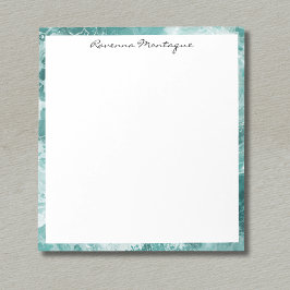 Bloco De Notas Seafoam Silver Border Elegant Custom Script Name