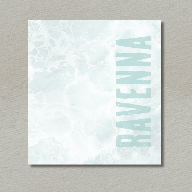 Bloco De Notas Seafoam Silver Opacity Elegant Custom Script Name (Criador carregado)