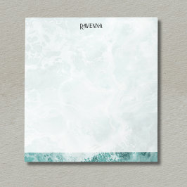 Bloco De Notas Seafoam Silver Striped Elegant Custom Script Name