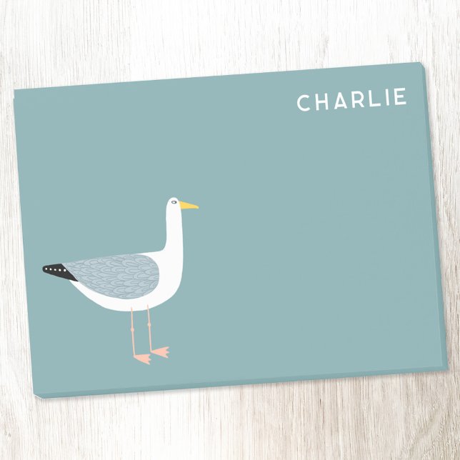 Bloco De Notas Seagull Personalizado (Fun personalized name seagull bird PostIt notes)