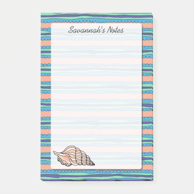 Bloco De Notas Seashell Personalizado 4 x 6 (Frente)