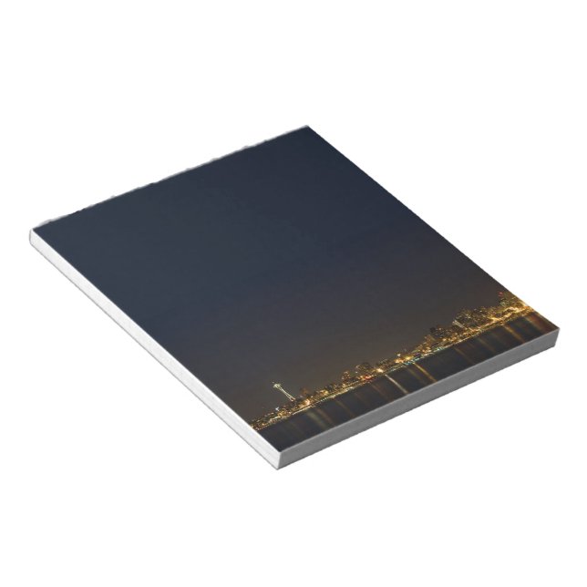 Bloco De Notas Seattle Skyline à Noite (Inclinado)