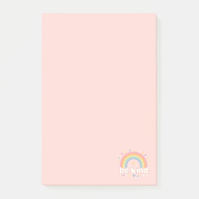 Bloco De Notas Seja Gentil – Arco-Íris Pastel de Positividade (Frente)