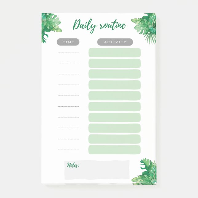Bloco De Notas Selva-Postada do Baby Daily Routine (Frente)