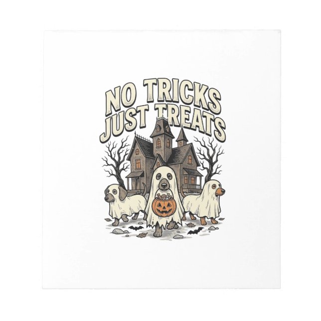 Bloco De Notas Sem Truques Apenas Guloseimas Halloween Dachshund  (Frente)