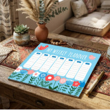 Bloco de Notas Semanal Floral