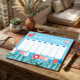 Bloco de Notas Semanal Floral