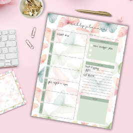 Bloco de Notas Semanal Pastel Borboleta