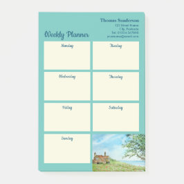 Bloco De Notas Semanal Planner Summer Poppy Field Coast Watercolo