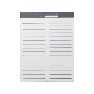 Bloco De Notas Semanário para fazer o marinho da lista