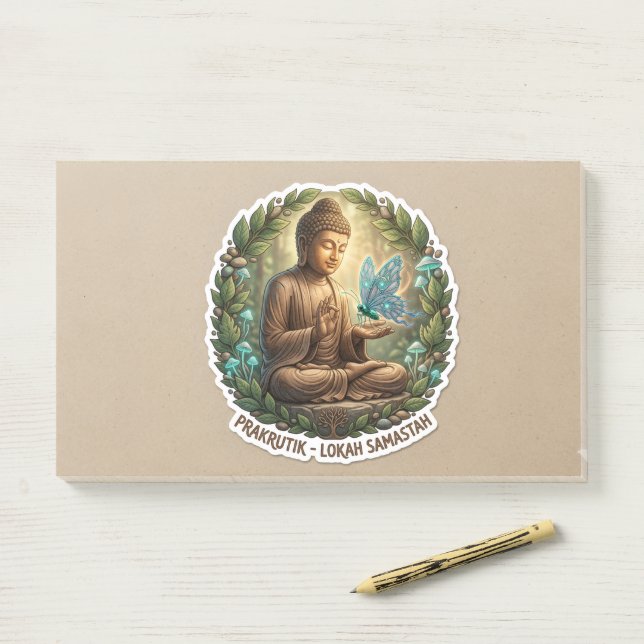 Bloco De Notas Senhor Buda com Adesivo Zen de Borboleta - Pacífic (Na mesa)
