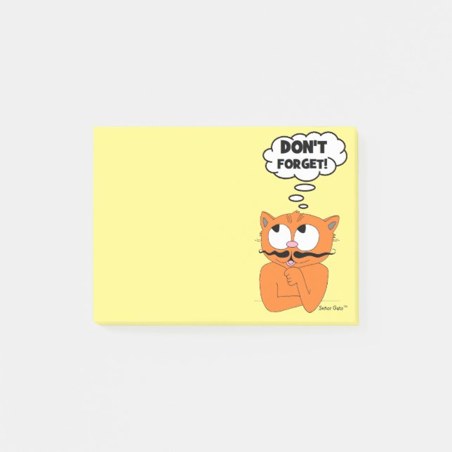 Bloco De Notas Señor Gato NÃO ESQUEÇA! Notas Adhesivas (Frente)