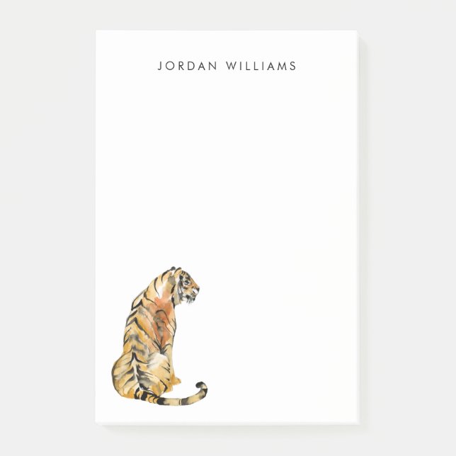 Bloco De Notas Sentado de Tigre de Aquarela (Frente)