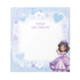 Bloco De Notas Sephardi Princesa Azul Roxo Personalizado Mitzvah