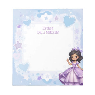 Bloco De Notas Sephardi Princesa Azul Roxo Personalizado Mitzvah