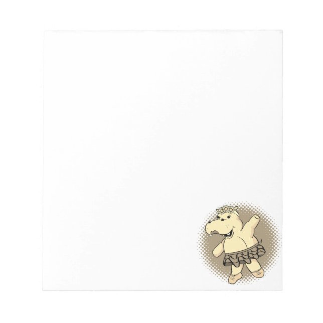 Bloco De Notas Sepia Ballerina Hippo Com Tutu (Frente)
