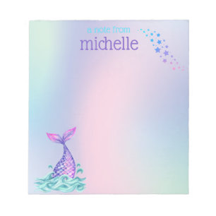 Bloco De Notas Sereia Arco-Íris de Pastel Personalizada
