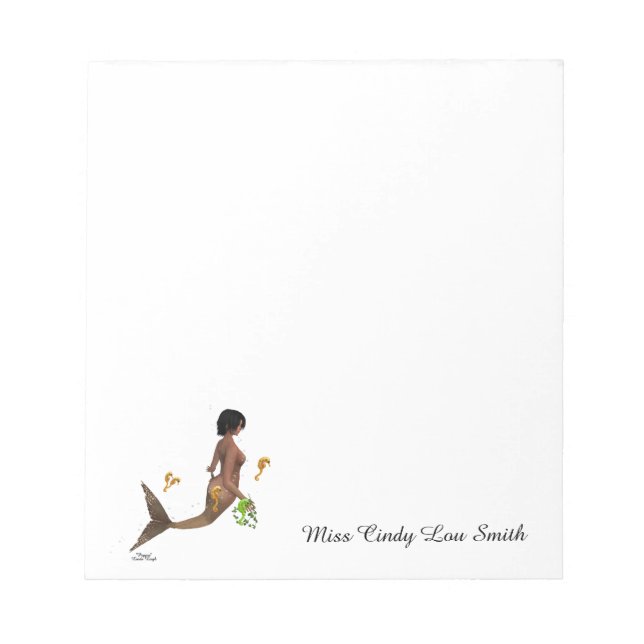 Bloco De Notas Sereia Bonita Com Notepad Seacavalos (Frente)